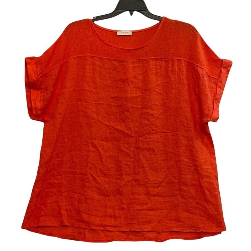 Bellambra Blouse 2X Orange Womens SS Boxy Made in Italy 20107P Excellent